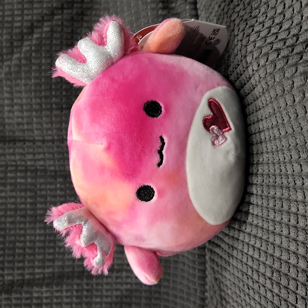 NWT Squishmallows 5" "Aleka" Valentine's Tie Dye Pink/Peach Axolotl Plush